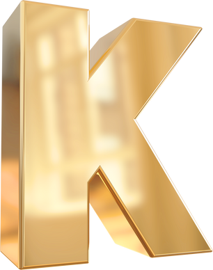 3d gold alphabet letter K Font